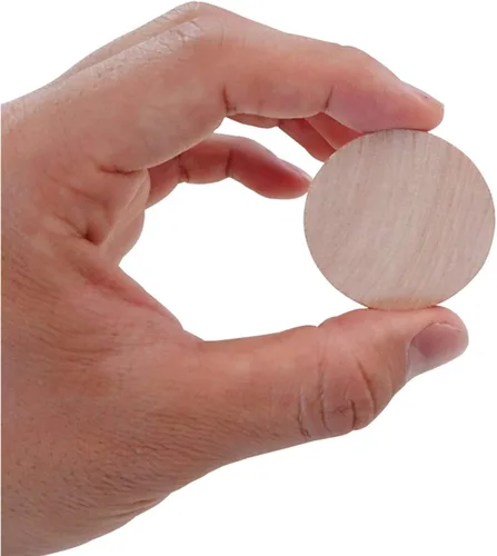 Vista 6 de Monedas de madera natural de 1.5 pulgadas sin terminar, piezas redondas de madera para proyectos de manualidades y artes, 50 por paquete.