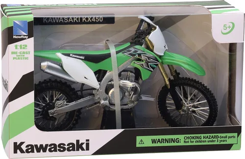 Vista 2 de New-Ray Kawasaki KX 450F Verde 1/12 Motocicleta de Diecast