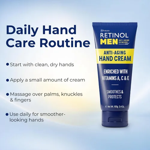 Vista 6 de LIVAURA - Crema de manos con retinol para hombres, humectante de manos antienvejecimiento, 3.4 onzas Non-greasy hand cream that moisturizes dry