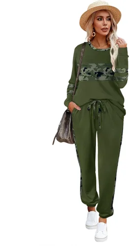 Vista 137 de Aloodor conjunto deportivo de 2 piezas para mujer, con sudadera con cuello redondo, sin botones