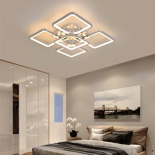 Vista 12 de Lámpara LED de techo regulable, 5 luces de techo de 23 pulgadas, montaje empotrado, lámpara de 80 W para sala de estar, dormitorio, cocina