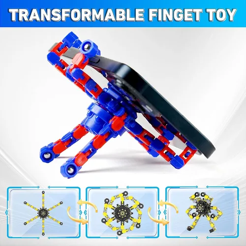 Vista 3 de Fidget Spinners Transformables, 8 Piezas de Juguetes Sensoriales Divertidos para Adultos, Cadena Deformable DIY Robot Spinner, Juguete Giroscopio