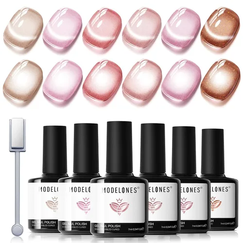 Vista 31 de modelones Imanes de uñas con imán de ojo de gato, ojo de gato, color marrón Juego de imanes de ojo de gato rosa bebé A A A
