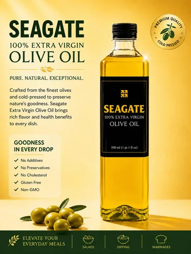 Vista 3 de Seagate Productos Aceite de Oliva Virgen Extra 100% Puro (16.9 fl oz) Botella de Plástico