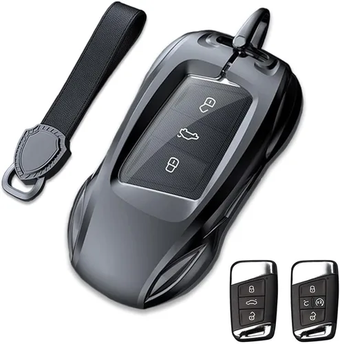 Vista 10 de Funda de metal de aleación de zinc para llavero de automóvil, compatible con Volkswagen, VW, Atlas, Golf, Alltrack, Jetta, Passat, Arteon, Tiguan
