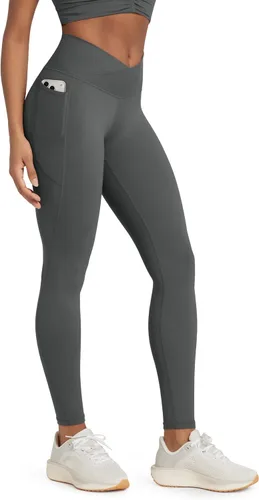 Vista 13 de ODODOS Leggings Suaves como Mantequilla de Cintura Cruzada con Bolsillos para Mujeres, ODCLOUD Pantalones de Yoga Lounge Cruzados de 25" / 28