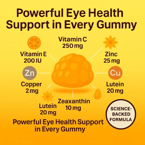 Vista 2 de Gomitas de luteína y zeaxantina - Vitaminas oculares para adultos mayores de 50 años - Suplementos de salud ocular para más de 50 adultos - Luteina
