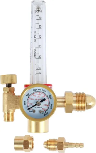 Vista 7 de HTP Argon CO2 Mig Tig Medidor de flujo 0-4000 PSI regulador de nitrógeno medidor de flujo 10-60CFH Regulador de argón ajustable Medidor de flujo