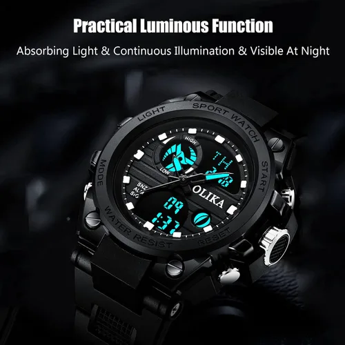 Vista 5 de RORIOS Reloj deportivo digital para hombre, multifunción, con temporizador de alarma, relojes militares, relojes de pulsera luminosos para niños