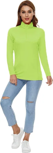 Vista 7 de CRYSULLY Camisas de manga larga para mujer, protección solar, cremallera de 14, de verano, de secado rápido