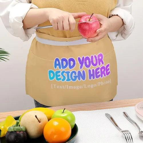 Vista 181 de AXKEUDO Delantal personalizado con bolsillos, delantales de cintura para camarera para cocinar en casa, restaurante, servir trabajo