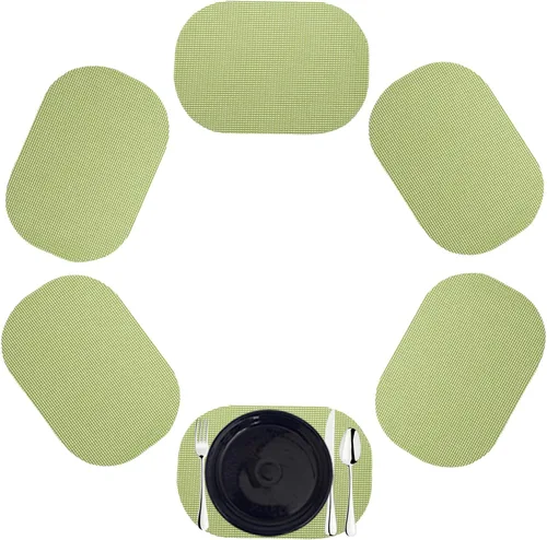 Vista 7 de Kraftware Mantel individual ovalado de red para cualquier mesa de exterior, negro, juego de 6, pequeño