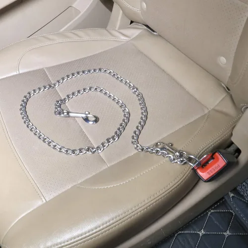 Vista 5 de Cable de retención de seguridad para vehículos de mascotas de acero inoxidable sin masticar Correa de correa de coche de perro grande resistente