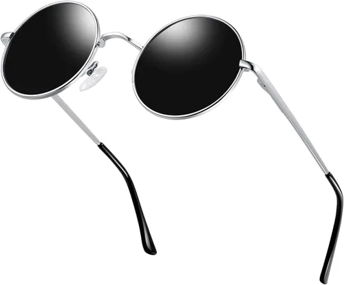 Vista 22 de KANASTAL Gafas de sol redondas polarizadas para mujeres y hombres, estilo hippie con protección UV400