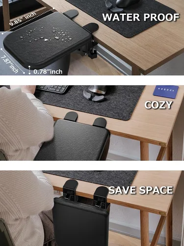 Vista 4 de NODOCA Reposabrazos para escritorio, reposabrazos ergonómico, extensor de escritorio, esponja suave incorporada, cómodo soporte de brazo