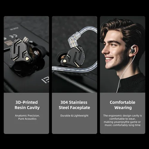 Vista 6 de KZ ZS12 PRO 2 - Auriculares in-ear con monitor de oído, auriculares híbridos para juegos 1DD+5BA, auriculares con cable transparente, auriculares