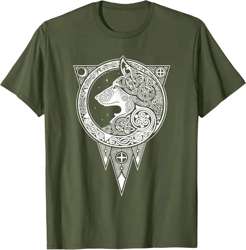 Vista 30 de Viking Fenris Wolf - Camiseta de mitología nórdica con símbolo de Fenrir Asphalt Grey