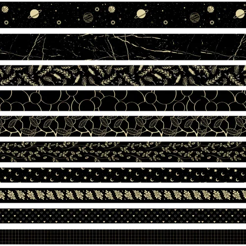 Vista 2 de Washi - Juego de 10 rollos de cinta adhesiva floral dorada para arte de álbumes de recortes, manualidades, suministros de diario de viñetas
