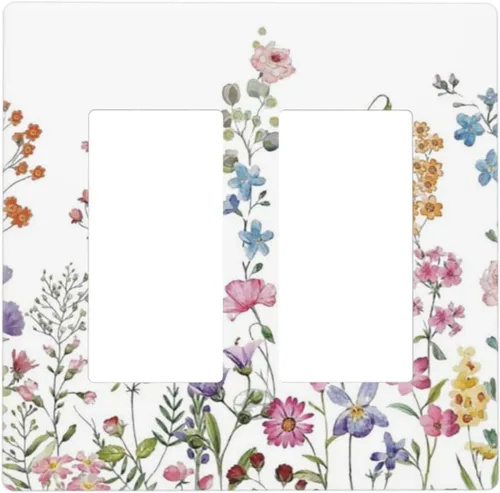Vista 82 de Placa de Pared en Blanco de 1-Gang Sin Dispositivo Beige Lindo Vintage Boho de los 70s Hongo Fungus Planta Floral Botánica Libélula Interruptor