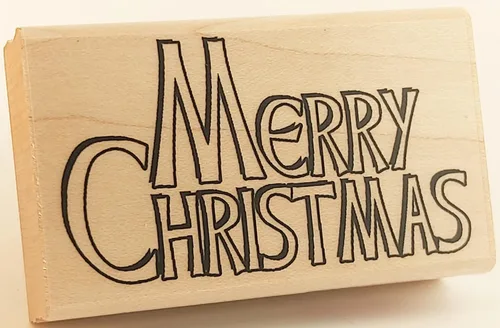 Vista 2 de Sello de Goma Feliz Navidad ST 0707-Bloque de 1.5" x 2