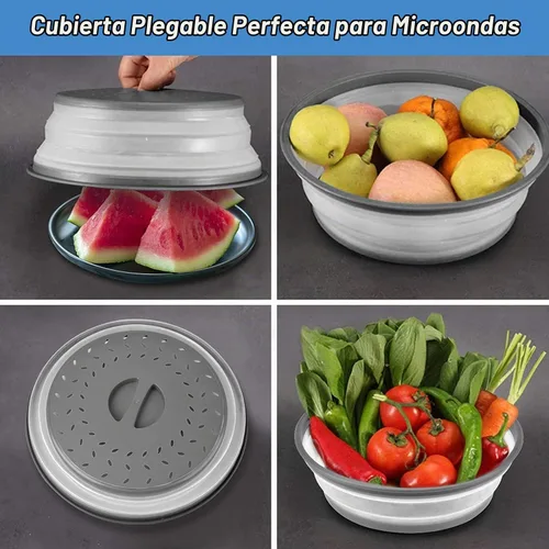 Vista 6 de Cubierta de salpicaduras de microondas de 10.5 pulgadas para alimentos con alfombrilla de 10 pulgadas, tapa protectora de salpicaduras de silicona
