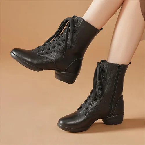 Vista 6 de Zapatos de jazz para mujer, con cordones, para bailar, caminar, tenis de baile modernos con suela dividida