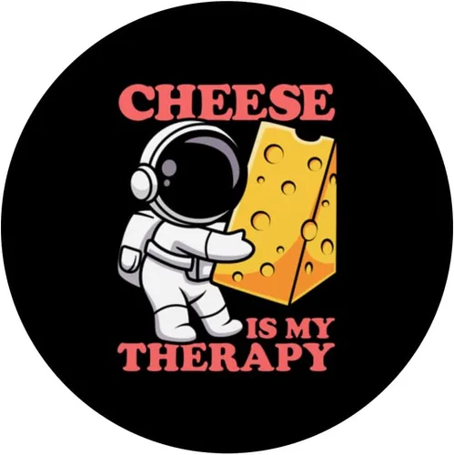 Vista 3 de Cheese Is My Therapy Astronaut Cheese Dairy Product PopSockets Swappable PopGrip