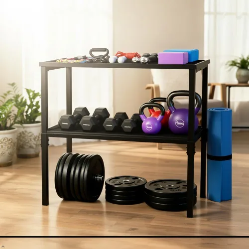 Vista 2 de Adjustable Dumbbell/Kettlebell Rack Stand 500-800LB Heavy Duty
