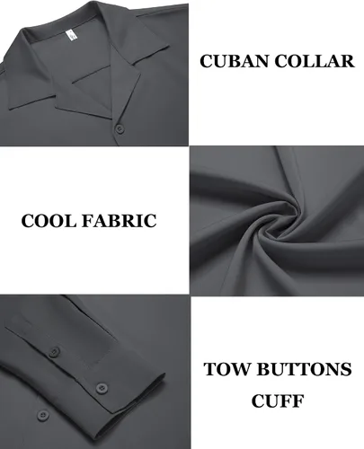 Vista 5 de COOFANDY Camisa de seda de lujo para hombre, camisa de vestir de satén de manga larga con botones brillantes, para baile de graduación, boda, fiesta