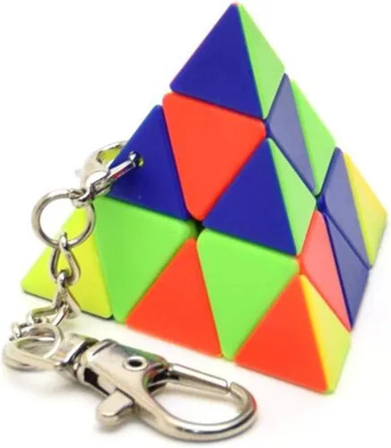 Vista 2 de CuberSpeed Mini pirámide cubo mágico llavero triángulo cubo velocidad rompecabezas sin pegatinas