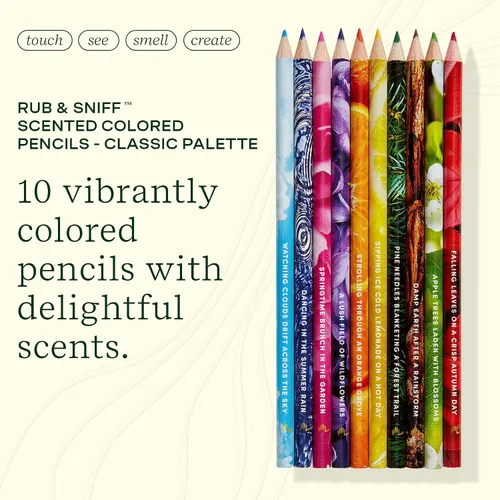 Vista 2 de Lifelines Lápices de Colores Perfumados, Paquete de 10 Paleta Clásica - Juego de Lápices de Colores para Frotar y Oler Infundidos con Mezclas