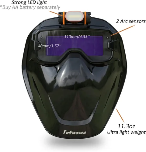 Vista 2 de Tefuawe Gafas de Soldadura de Oscurecimiento Automático, Tecnología de Color Real, Lente LCD Digital, Casco de Soldadura con Cubierta para Cuello