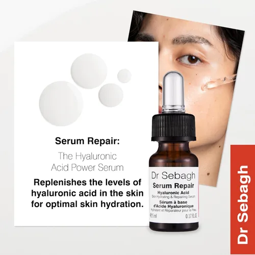 Vista 5 de Dr Sebagh Serum Repair 0.17 fl oz Award-Winning, Hyaluronic Acid Facial Hydrator, Anti Aging & Wrinkle, Collagen Boosting, For Women & Men