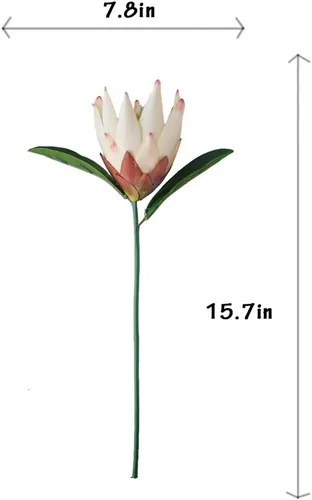 Vista 4 de Flores artificiales de seda falsa, Protea Cynaroides, arreglos florales de plástico, ramo de decoración para centros de mesa de boda, 3 piezas