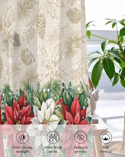 Vista 4 de Cortinas traslúcidas de invierno de 84 pulgadas de largo, juego de 2 paneles de cortinas para cocina, dormitorio, sala de estar, puerta, pasillo