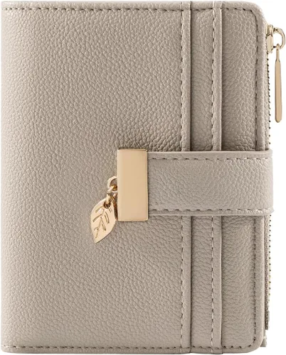 Vista 20 de Billetera pequeña para mujer, plegable, de piel suave, tarjetero con ventana de identificación, con cremallera, bolsillo para monedas, carteras