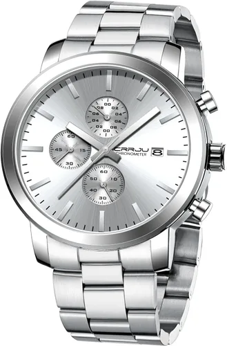 Vista 18 de CRRJU Mens Stylish Casual Quartz Watches for Men Luxury Waterproof Calendar Chronograph Japan Movement Wristwatches