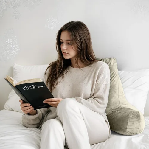 Vista 6 de OAISZ - Almohada de lectura para sentarse en la cama para adultos, almohada de lectura con espuma viscoelástica triturada, almohada de cama con Beige