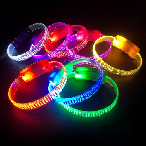Vista 2 de Banda mágica personalizada pulsera personalizada brilla en la oscuridad Luz intermitente para conciertos Luces de funcionamiento