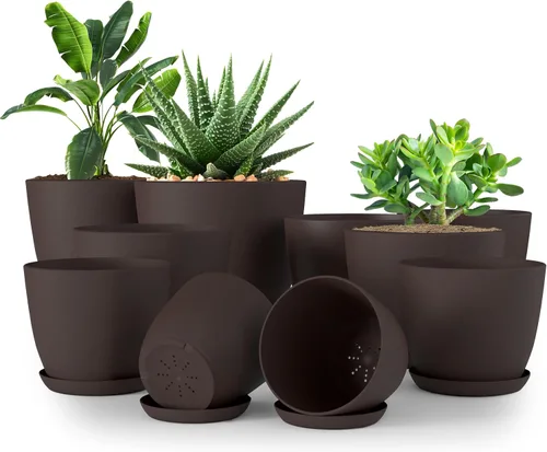 Vista 13 de Utopia Home - Macetas de Interior con Drenaje - Macetas de Flores de 7/6.6/6/5.3/4.8 Pulgadas para Plantas de Interior - Juego de 5 Macetas