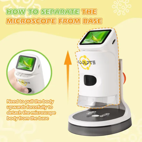 Vista 5 de Microscopio digital del PDA para los niños, 1000X, pantalla LCD de 2,1" HD Blanco cálido