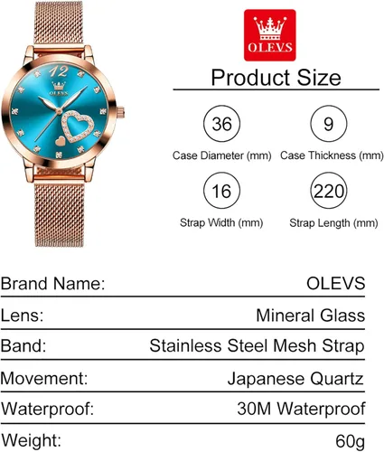 Vista 6 de Relojes de oro rosa para mujer, muñeca pequeña, preciosa abeja, corazón de diamantes, esfera romana, reloj de pulsera de malla de moda para mujer