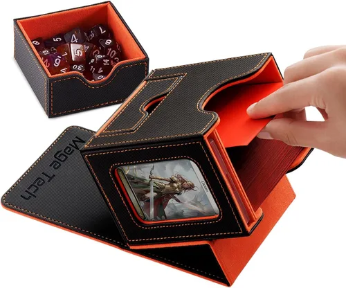 Vista 7 de Mage Tech Caja de cartas para MTG Commander, diseño patentado, pantalla Commander, se adapta a 100 tarjetas de doble manga, ladrillo de tarjetas