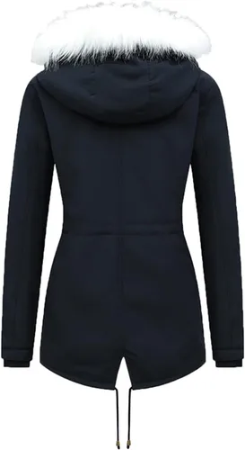 Vista 3 de luwita Women's Winter Jackets Coats Thick Lined Warm Overcoat Long Sleeve Hooded Puffer Down Zip Up Button Overcoat
