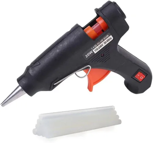 Vista 10 de Pistola de pegamento caliente con 10 barras de pegamento, kit de mini pistola de pegamento de 30 W, para uso escolar de artes y manualidades, Blanco