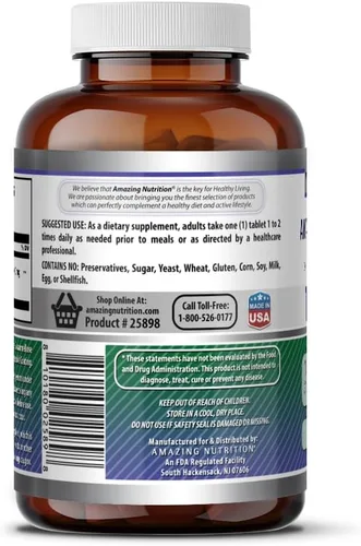 Vista 4 de Amazing Formulas Tribulus Extracto Suplemento 1000 mg por porción 180 tabletas Sin OMG Sin gluten Fabricado en Estados Unidos