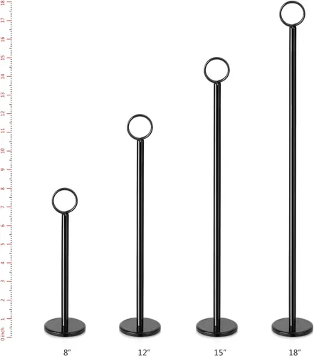 Vista 3 de New Star Foodservice 27723 - Soporte para números de mesa con clip de anillo, soporte de números, 15 pulgadas, juego de 12, acabado negro