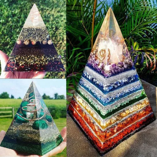 Vista 8 de DIY pirámide resina molde conjunto grande silicona 3D pirámide moldes decoración del hogar 15cm/5.9