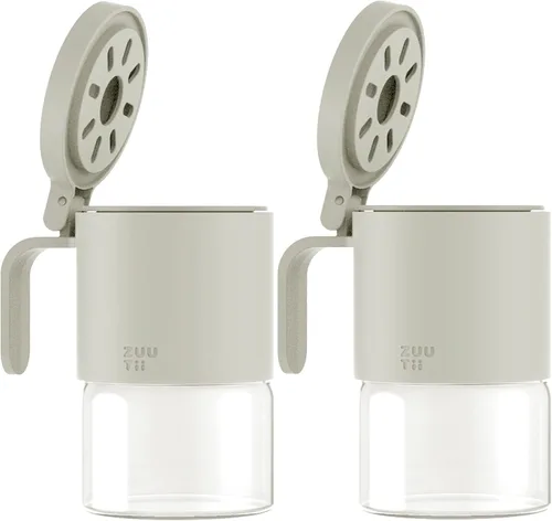 Vista 15 de Zuutii Tarros de vidrio para especias a prueba de humedad con cucharas, juego de 2 botellas de especias de 10 onzas / 10.1 fl oz, mini tarros