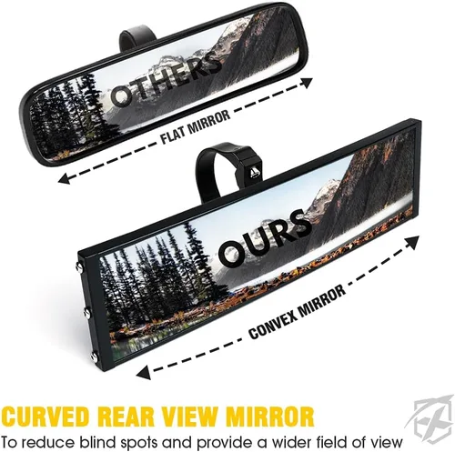 Vista 6 de Xprite 9" Espejo retrovisor central UTV con luces interiores y interruptor basculante, espejos retrovisores de aluminio se ajusta a 1.75"-2